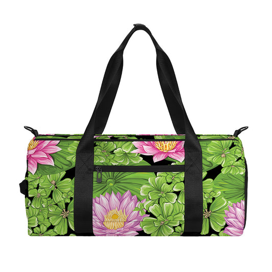Cute Water Lily Pattern Print Gym Bag