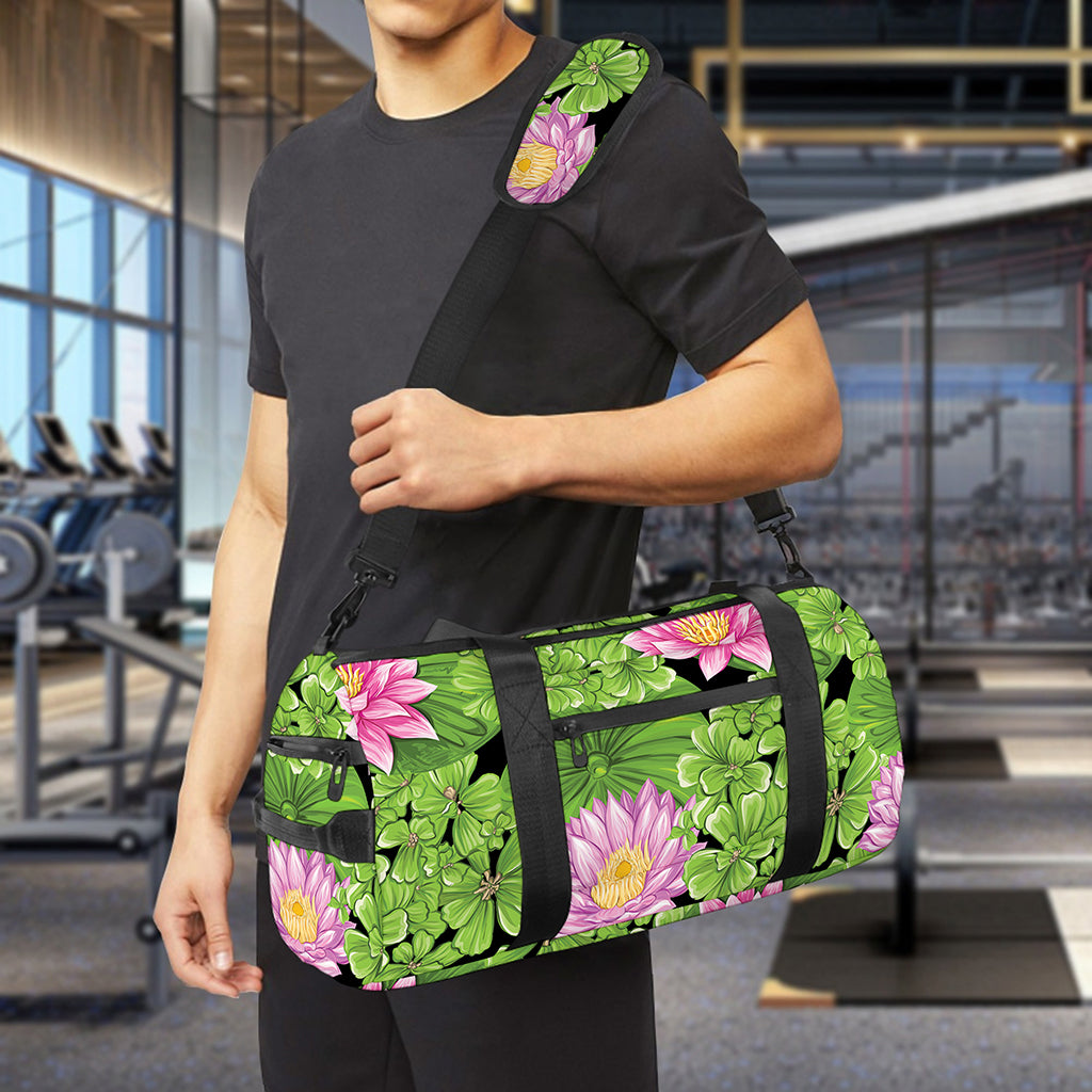 Cute Water Lily Pattern Print Gym Bag