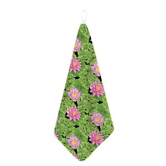 Cute Water Lily Pattern Print Hand Towel