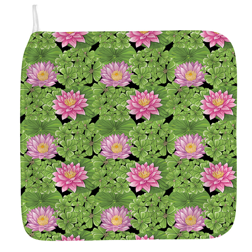 Cute Water Lily Pattern Print Hand Towel