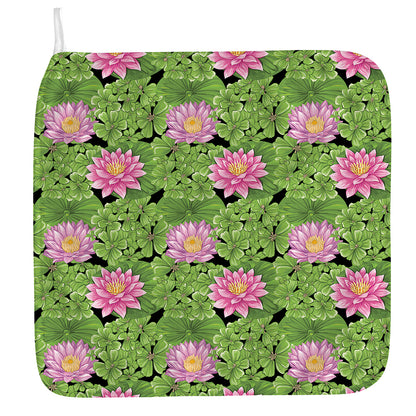Cute Water Lily Pattern Print Hand Towel