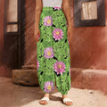 Cute Water Lily Pattern Print Harem Pants