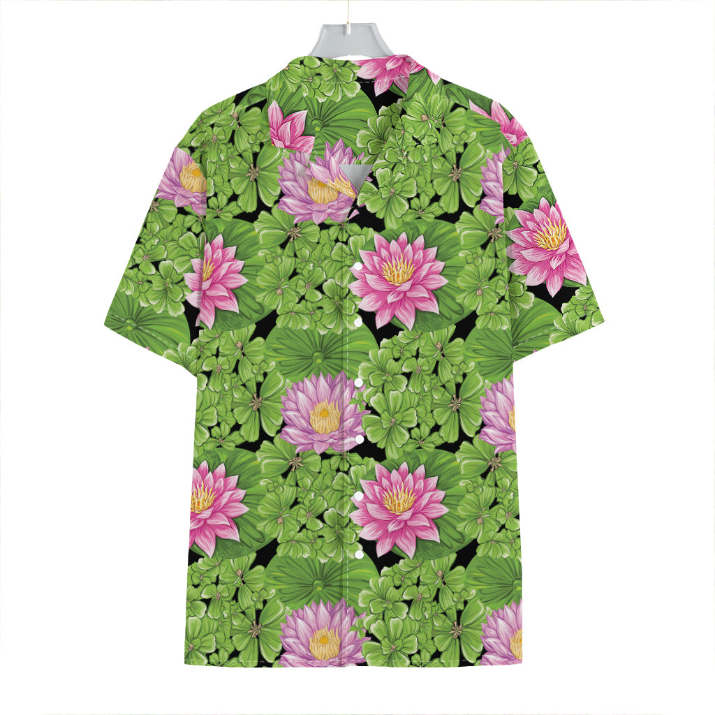 Cute Water Lily Pattern Print Hawaiian Shirt