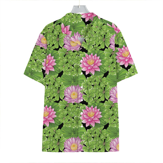 Cute Water Lily Pattern Print Hawaiian Shirt