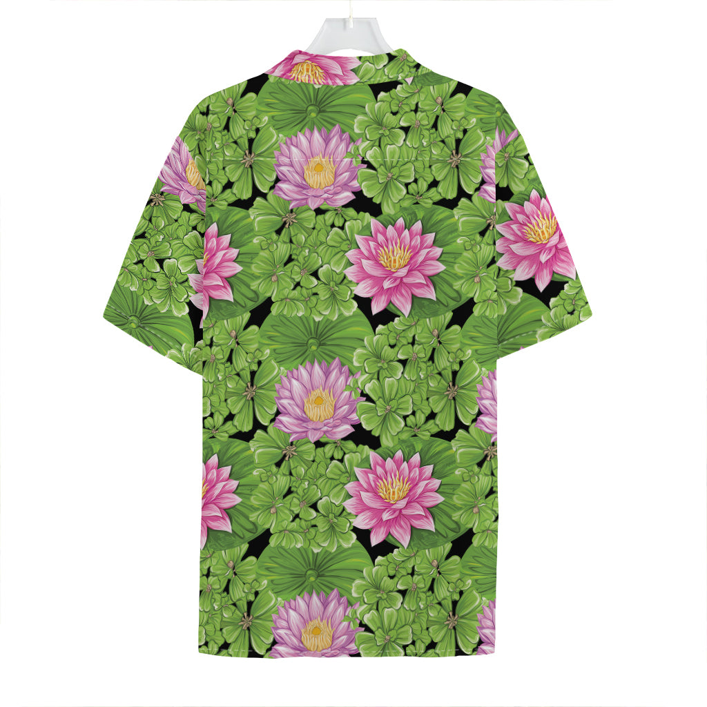 Cute Water Lily Pattern Print Hawaiian Shirt