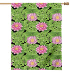 Cute Water Lily Pattern Print House Flag