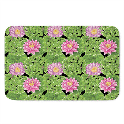 Cute Water Lily Pattern Print Indoor Door Mat