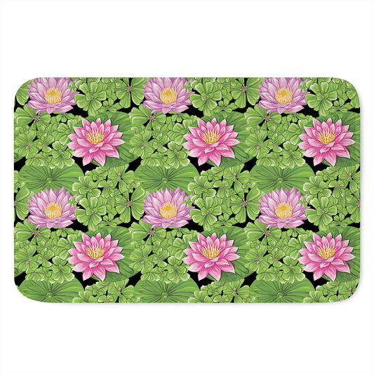 Cute Water Lily Pattern Print Indoor Door Mat