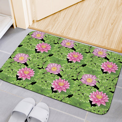 Cute Water Lily Pattern Print Indoor Door Mat