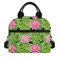 Cute Water Lily Pattern Print Insulated Lunch Bag