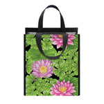 Cute Water Lily Pattern Print Insulated Lunch Tote