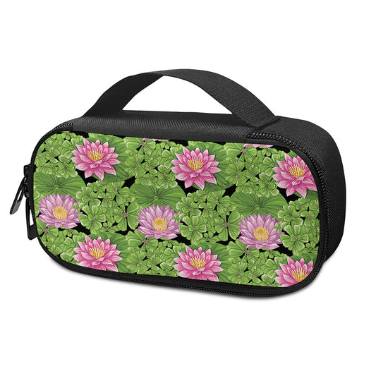 Cute Water Lily Pattern Print Insulin Cooler Travel Case
