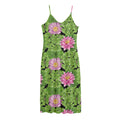 Cute Water Lily Pattern Print Jersey Midi Cami Dress