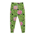 Cute Water Lily Pattern Print Jogger Pants