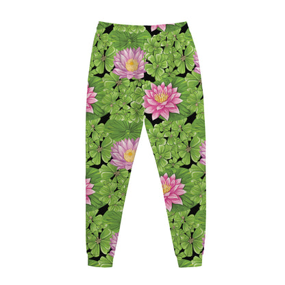 Cute Water Lily Pattern Print Jogger Pants