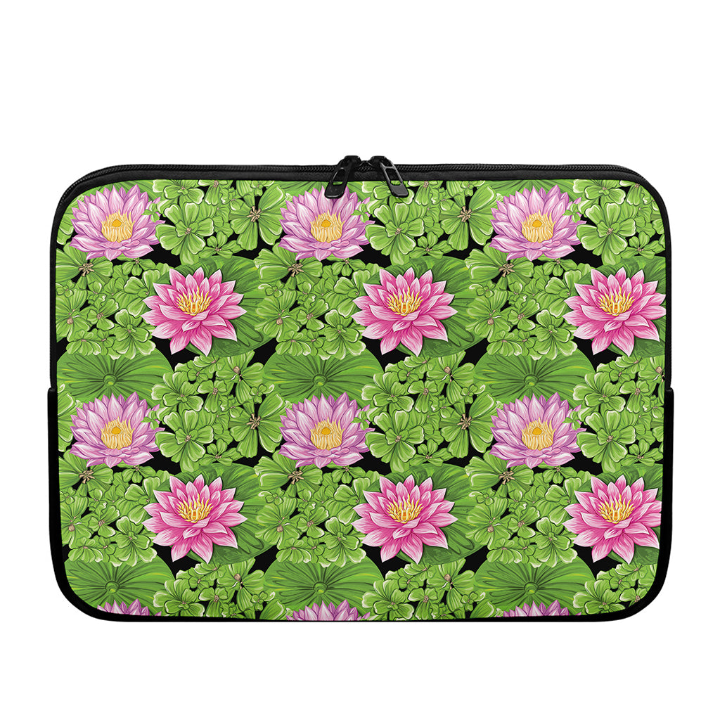Cute Water Lily Pattern Print Laptop Sleeve