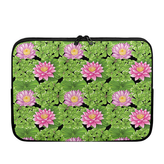 Cute Water Lily Pattern Print Laptop Sleeve
