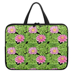 Cute Water Lily Pattern Print Laptop Sleeve With Handle