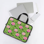 Cute Water Lily Pattern Print Laptop Sleeve With Handle