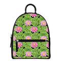 Cute Water Lily Pattern Print Leather Backpack