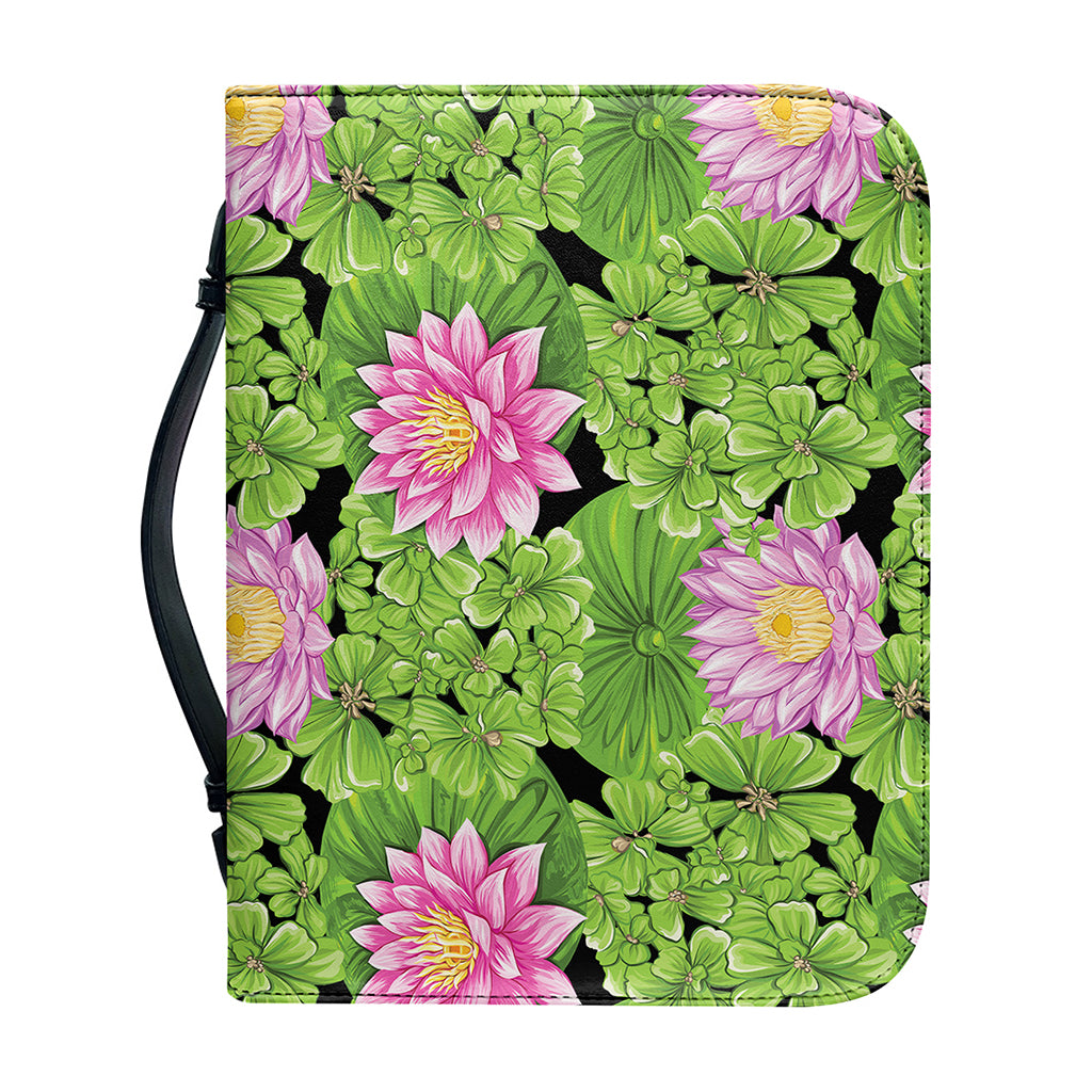 Cute Water Lily Pattern Print Leather Bible Cover