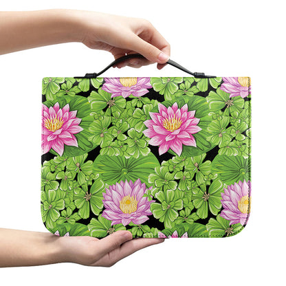 Cute Water Lily Pattern Print Leather Bible Cover