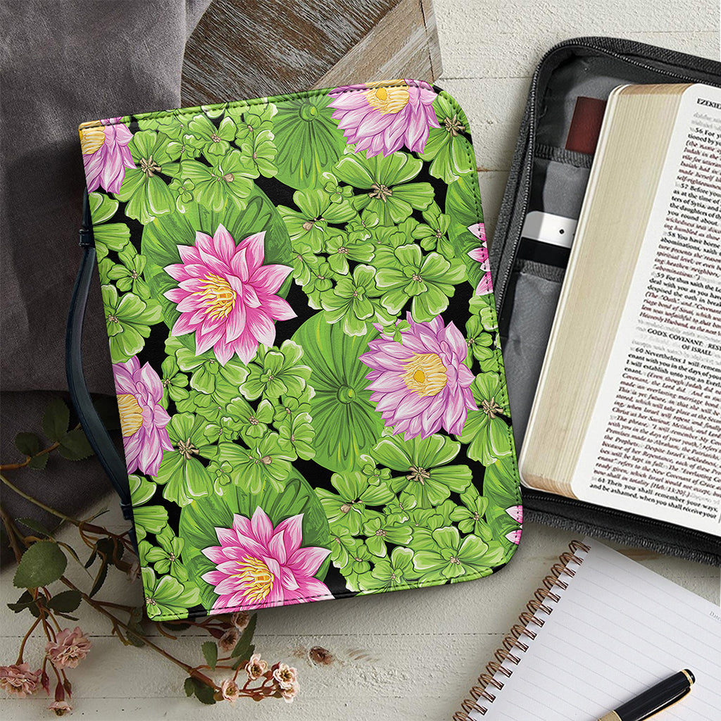 Cute Water Lily Pattern Print Leather Bible Cover