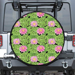 Cute Water Lily Pattern Print Leather Spare Tire Cover