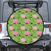 Cute Water Lily Pattern Print Leather Spare Tire Cover