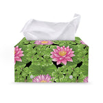 Cute Water Lily Pattern Print Leather Tissue Box Cover