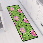 Cute Water Lily Pattern Print Long Kitchen Mat