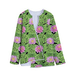 Cute Water Lily Pattern Print Long Sleeve Short Coat