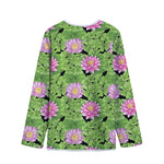 Cute Water Lily Pattern Print Long Sleeve Short Coat