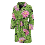 Cute Water Lily Pattern Print Men's Bathrobe