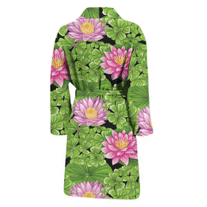 Cute Water Lily Pattern Print Men's Bathrobe