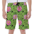 Cute Water Lily Pattern Print Men's Beach Shorts