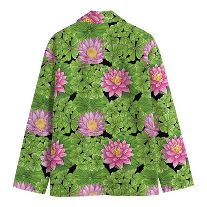 Cute Water Lily Pattern Print Men's Blazer
