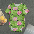 Cute Water Lily Pattern Print Men's Bodysuit