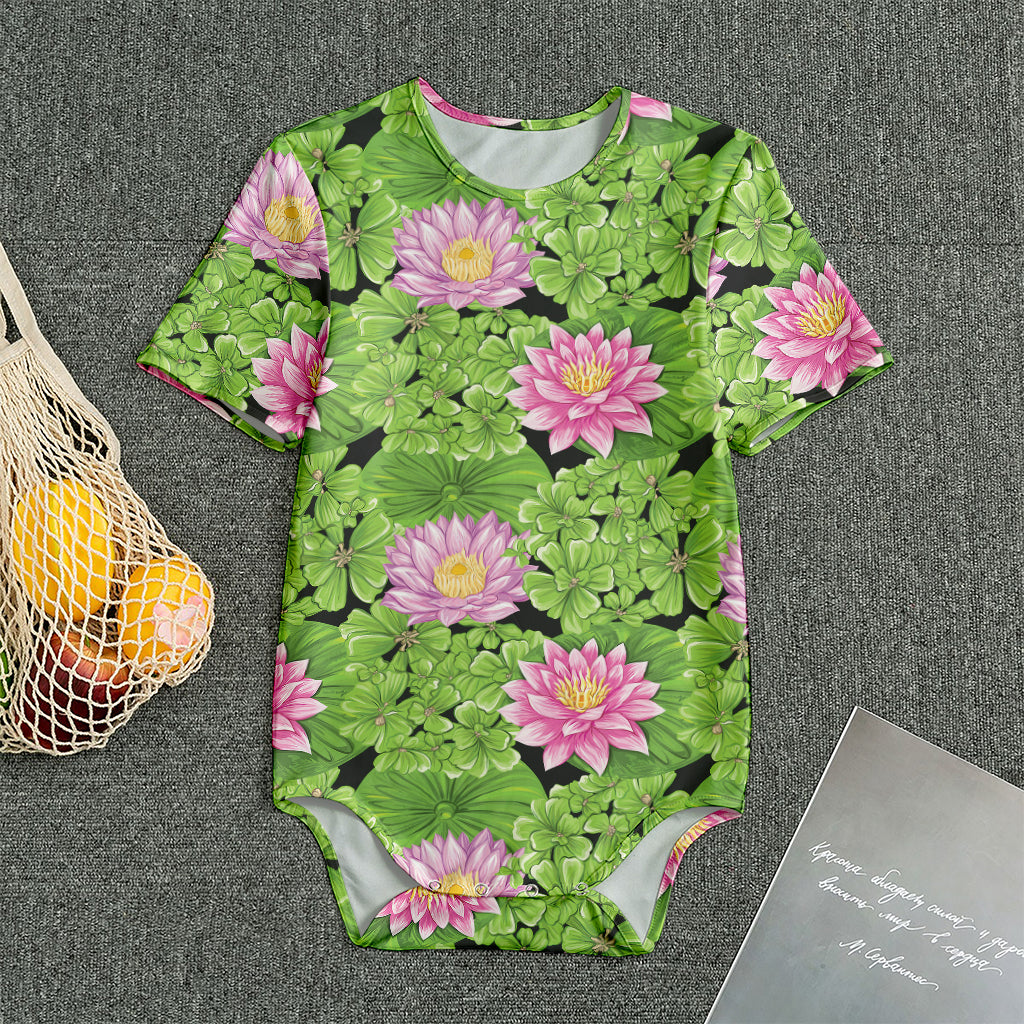 Cute Water Lily Pattern Print Men's Bodysuit