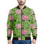 Cute Water Lily Pattern Print Men's Bomber Jacket