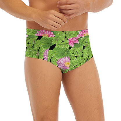 Cute Water Lily Pattern Print Men's Briefs