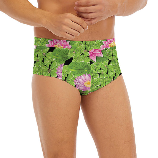 Cute Water Lily Pattern Print Men's Briefs