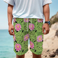 Cute Water Lily Pattern Print Men's Cargo Shorts