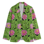 Cute Water Lily Pattern Print Men's Cotton Blazer