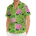 Cute Water Lily Pattern Print Men's Deep V-Neck Shirt