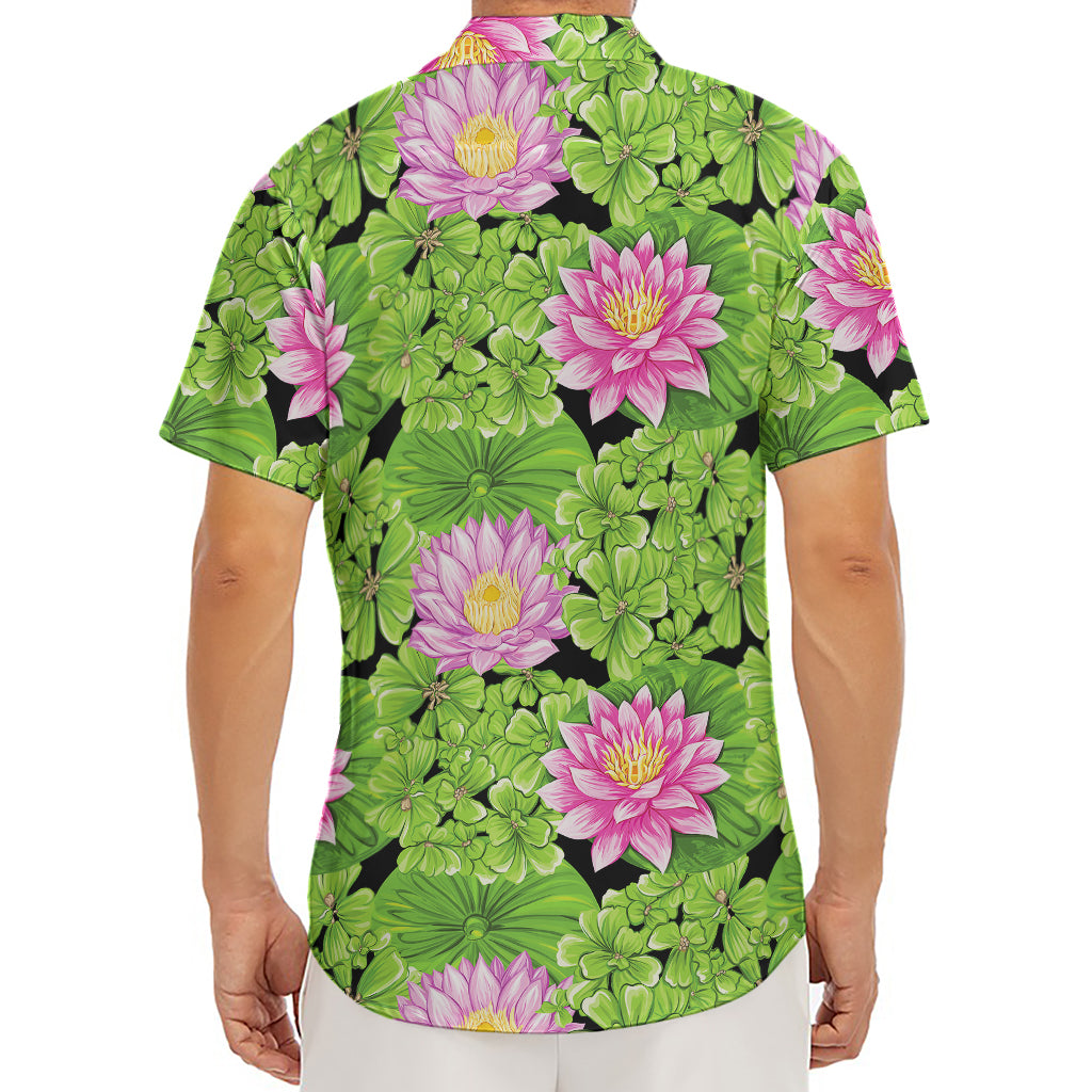 Cute Water Lily Pattern Print Men's Deep V-Neck Shirt