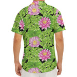 Cute Water Lily Pattern Print Men's Deep V-Neck Shirt