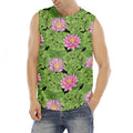 Cute Water Lily Pattern Print Men's Fitness Tank Top