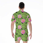 Cute Water Lily Pattern Print Men's Rompers