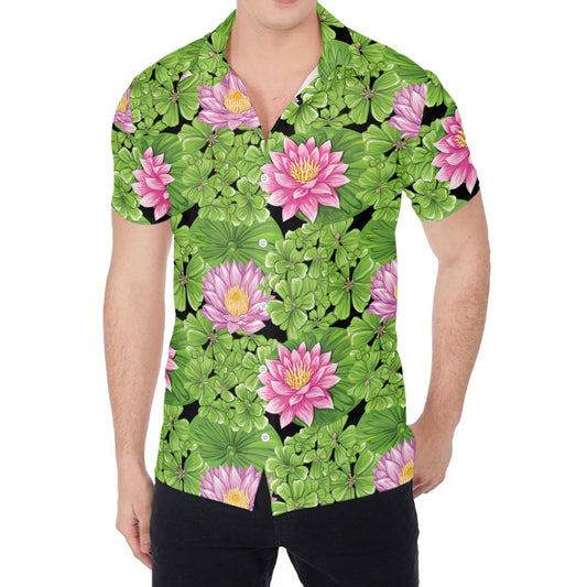 Cute Water Lily Pattern Print Men's Shirt